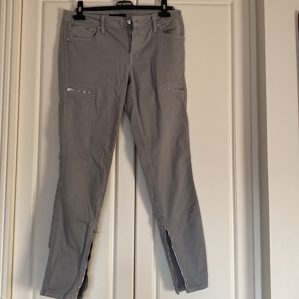 WORK CUSTOM JEANS  GREY SKINNY WITH ZIPPER DETAIL . Size 30 .